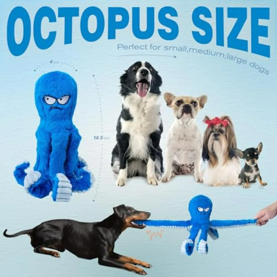 Tough Dog Toys, Stuffed Chew Large Dog Toys to Keep Them Busy, Interactive Squeaky Tug of War Doggie Toy, Crinkle