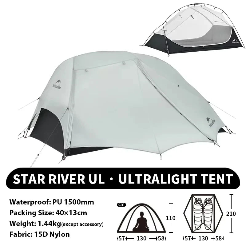 Star River UL Camping Tent 2 People Tent 15D Nylon Ultralight Hiking Double Layer Backpacking Travel Tent 3 Seasons