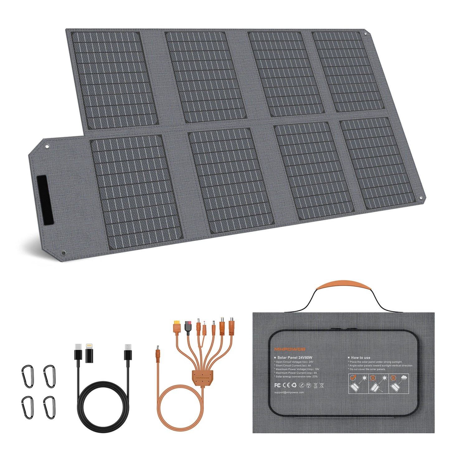 120W/80W/40W Foldable Solar Panel USB C/USB A/DC Output Solar Charger For Cell Phone Outdoor Waterproof Power Bank for Camping