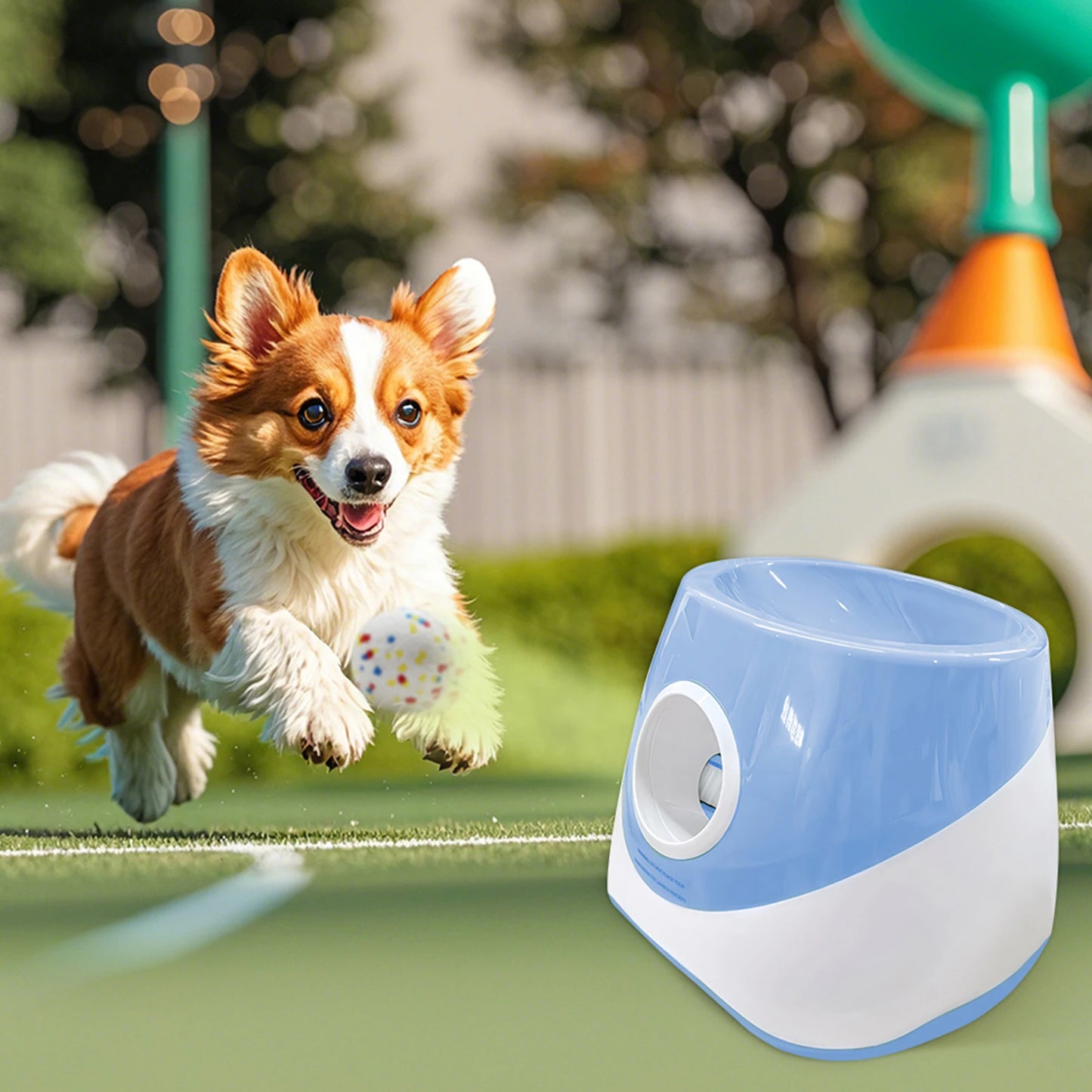 Dog Ball Thrower With 3 Tennis Balls Ball Thrower Machine Rechargeable Small Dog Ball Thrower for Small, and Medium Breeds