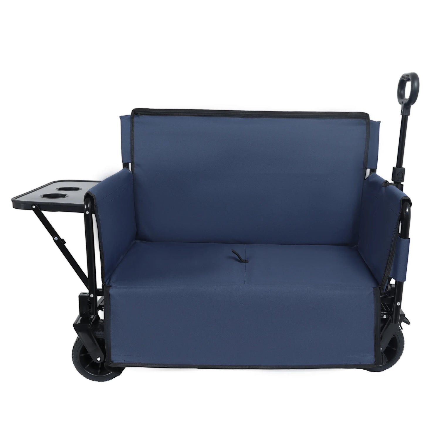 3-in-1 Convertible Folding Wagon Cart with Bench Seat & Rear-Mounted Folding Tabletop, 500 lb Capacity for Camping, Beach