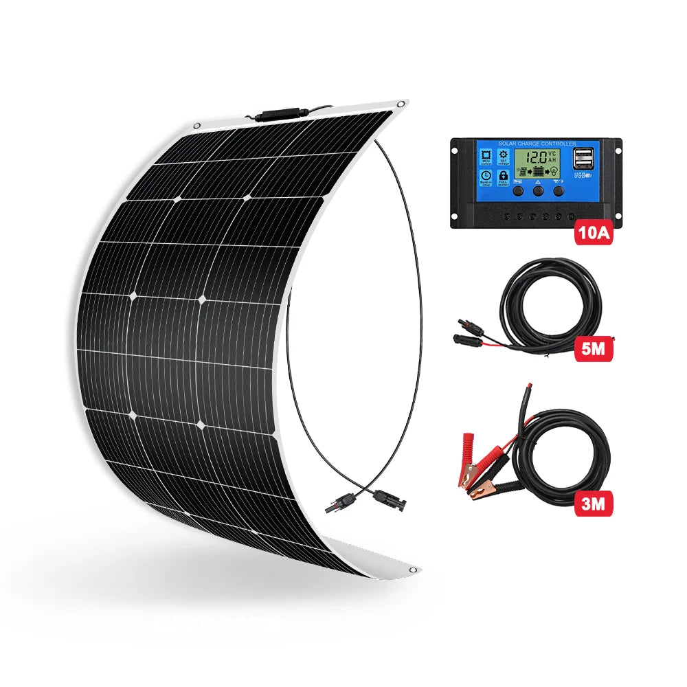 100W-400W Flexible & Durable Solar Panel, 12V/18V Waterproof Portable Charger for RV Camping Boat Van
