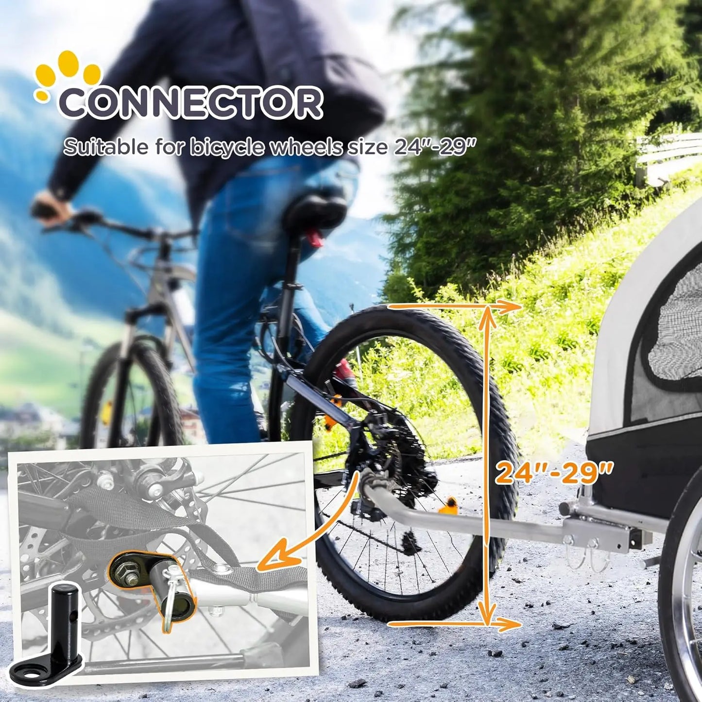 2-in-1 Pet Bike Trailer and Stroller with Canopy, Storage Pockets, and Smooth Ride for Medium Dogs