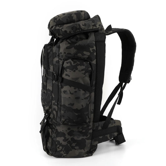 80L Mountaineering Backpack 600D Oxford Cloth Trekking Backpack Wear- Mountain Climbing Rucksack Travel Accessories