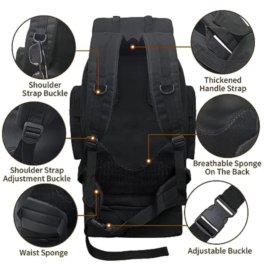 Hiking Backpack, 100L Large Camping Backpack, Expandable Waterproof MOLLE Rucksack, Outdoor Sport Travel Daypack Military Tactical