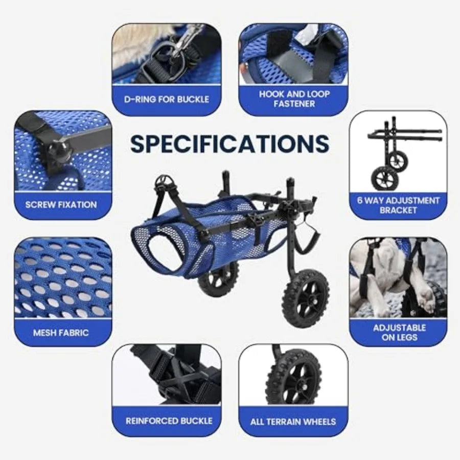 Dog Wheelchair for Back Legs, Dog Wheelchair Cart, Doggy/Cat Wheelchairs with Disabled Hind Legs Walking, Mobility Aids for Small Dog