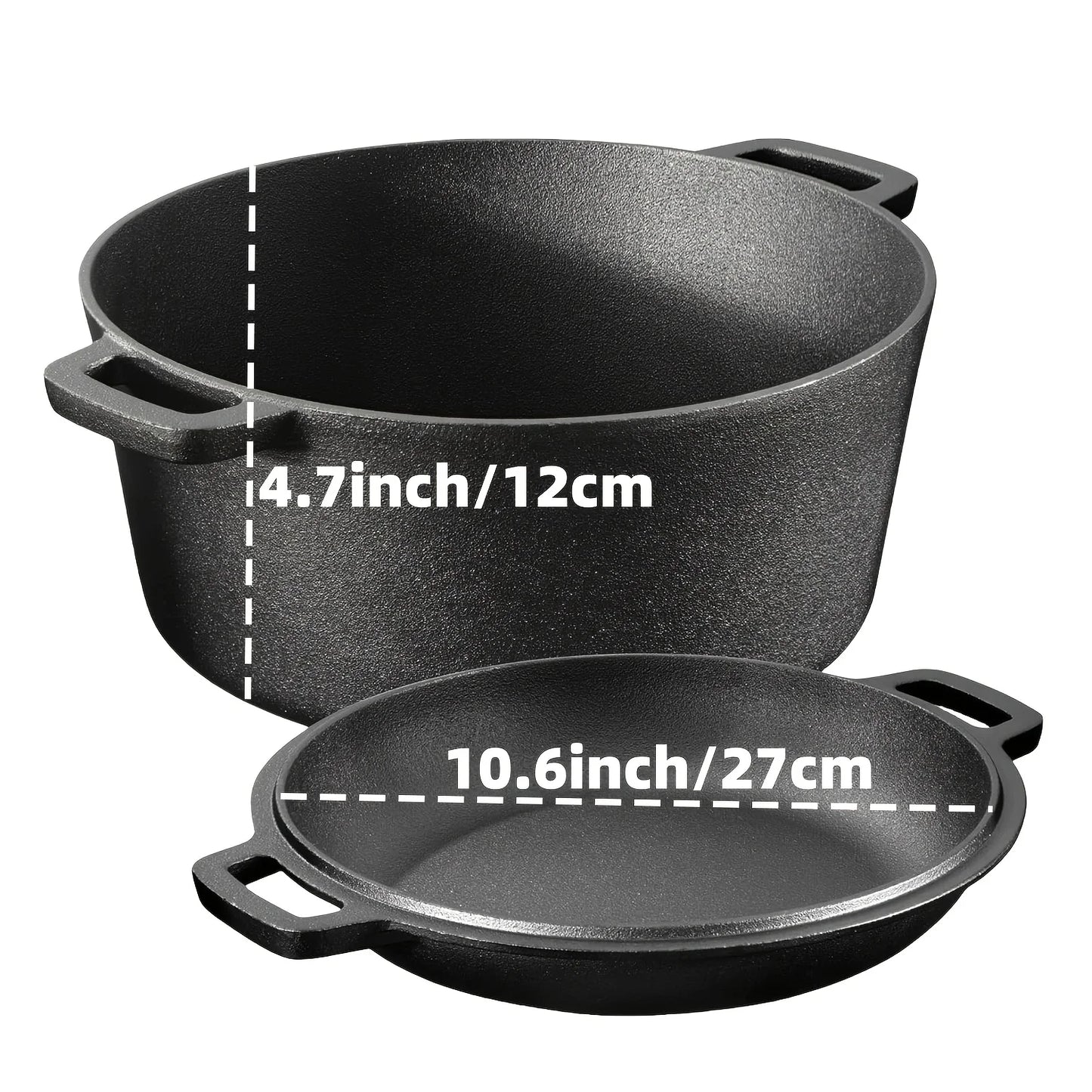 3 PCS Cast Iron Skillet Set (6/8/10 Inch)  Pre-Seasoned, Heavy-Duty Pans for Oven, Grill & Campfire, Even Heat, Non-Stick Surface