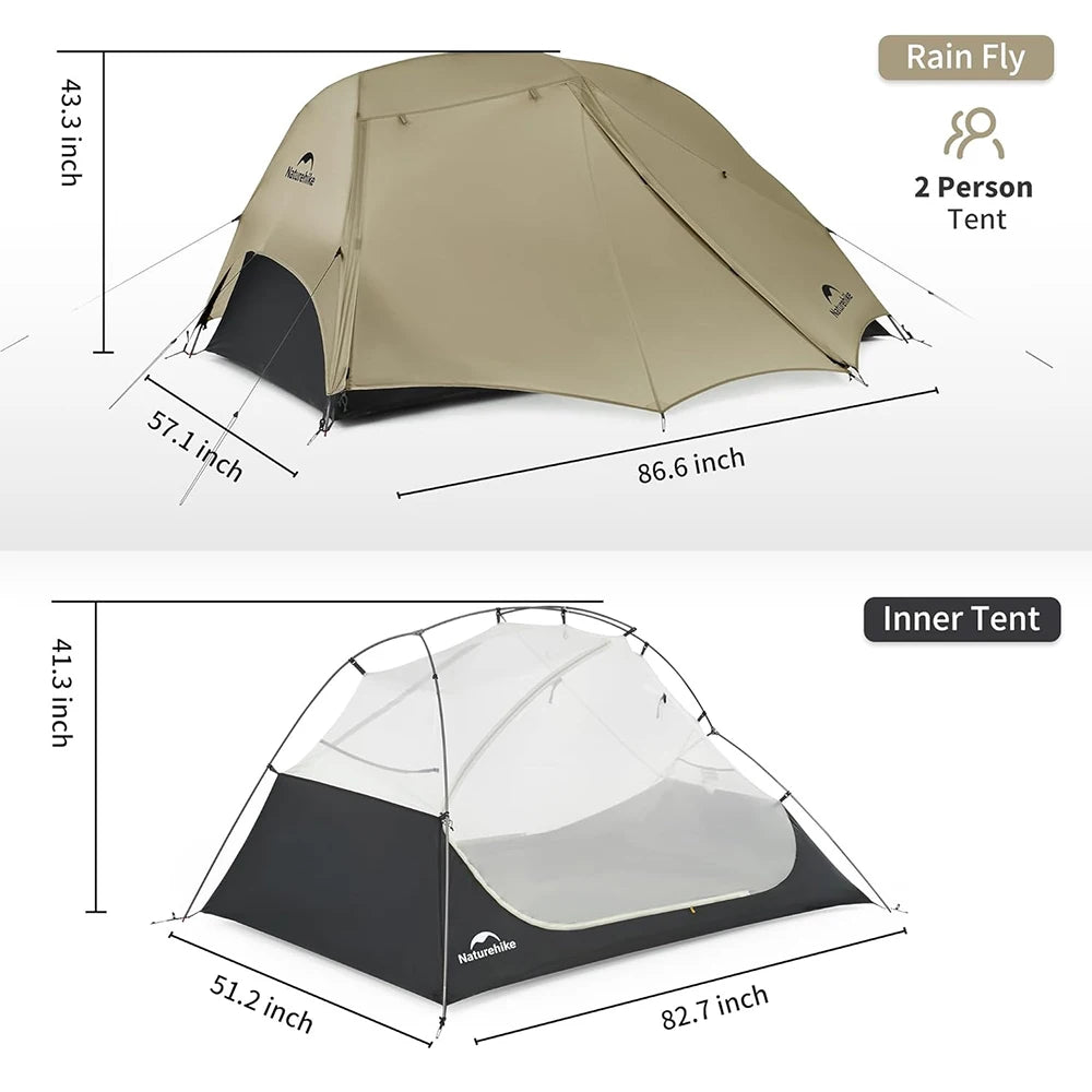 Star River UL Camping Tent 2 People Tent 15D Nylon Ultralight Hiking Double Layer Backpacking Travel Tent 3 Seasons