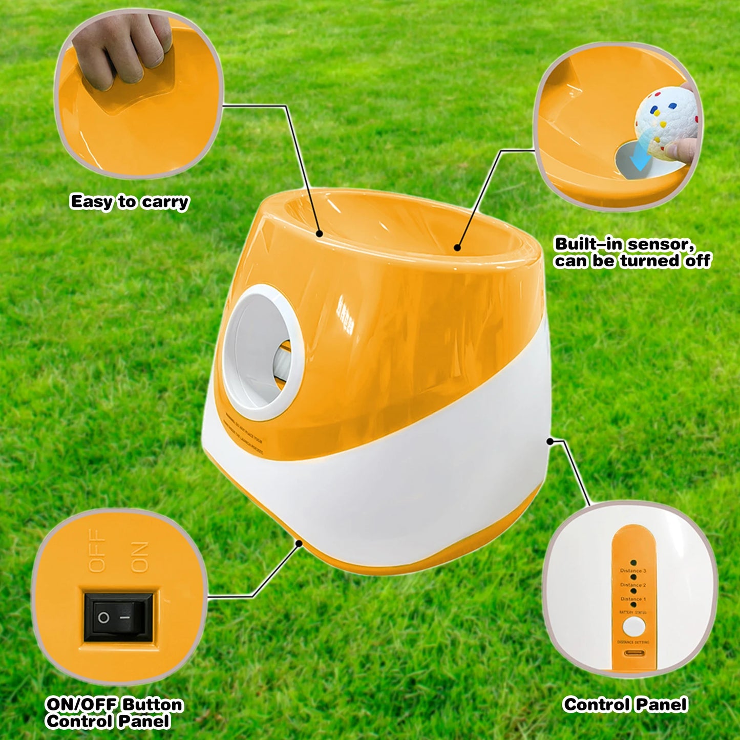 Dog Ball Thrower With 3 Tennis Balls Ball Thrower Machine Rechargeable Small Dog Ball Thrower for Small, and Medium Breeds