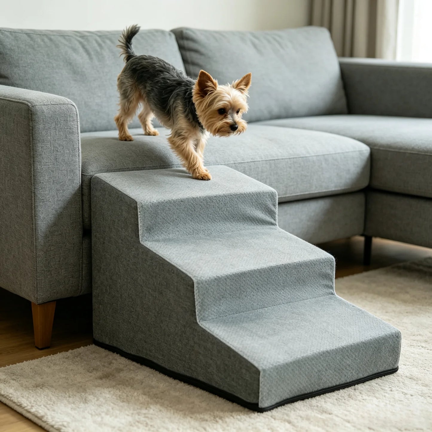 3/4/5 Steps High Density Foam Dog Stairs Ramps, for High Beds and Sofa, Non-Slip Pet Steps Sofa Bed Ladder, with Washable Cover