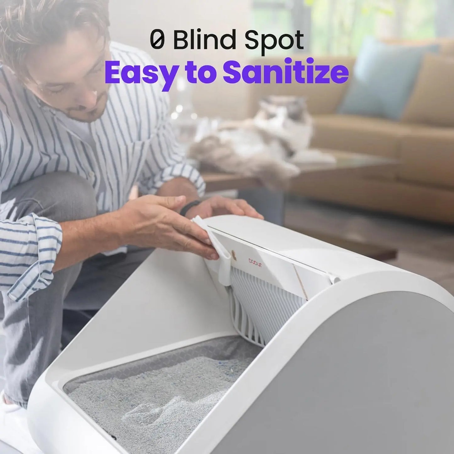 Self-Cleaning Cat Litter Box - Unique Open Top Split System - Automatic Litter Scooping Robot