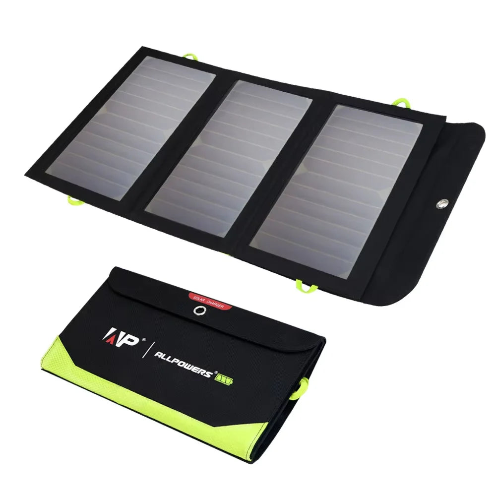 Foldable Solar Panel 5V 21W Portable Solar Charger Waterproof Solar Battery for Mobile Phone Outdoor Camping Hiking RV