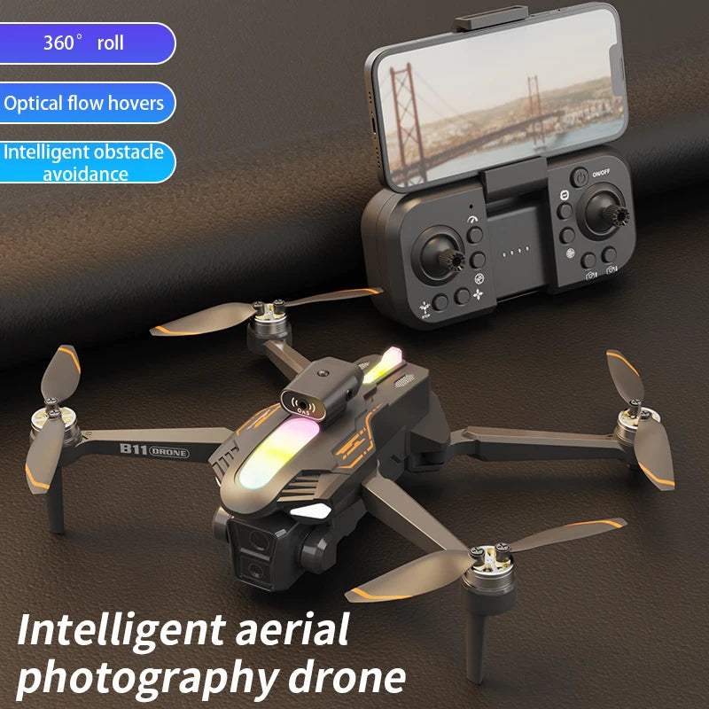 2026 B11 Pro WiFi FPV Drone - Dual 4K/1080P Camera, Wide-Angle HD, Altitude Hold, Foldable Quadcopter RC Helicopter Toy