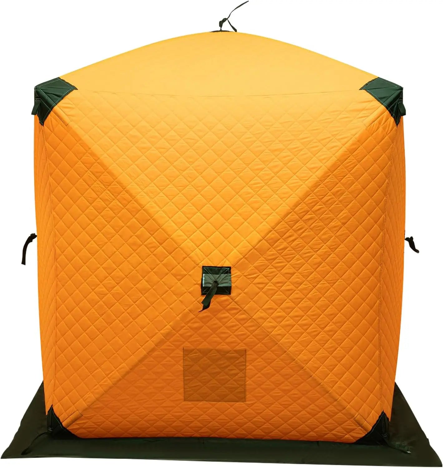 Orange 57" x 57" x 65" Portable Ice Fishing Tent 3-Layer Cotton Insulated Thermal Winter Fishing Shelter 1-2 Person with Ice Anchors