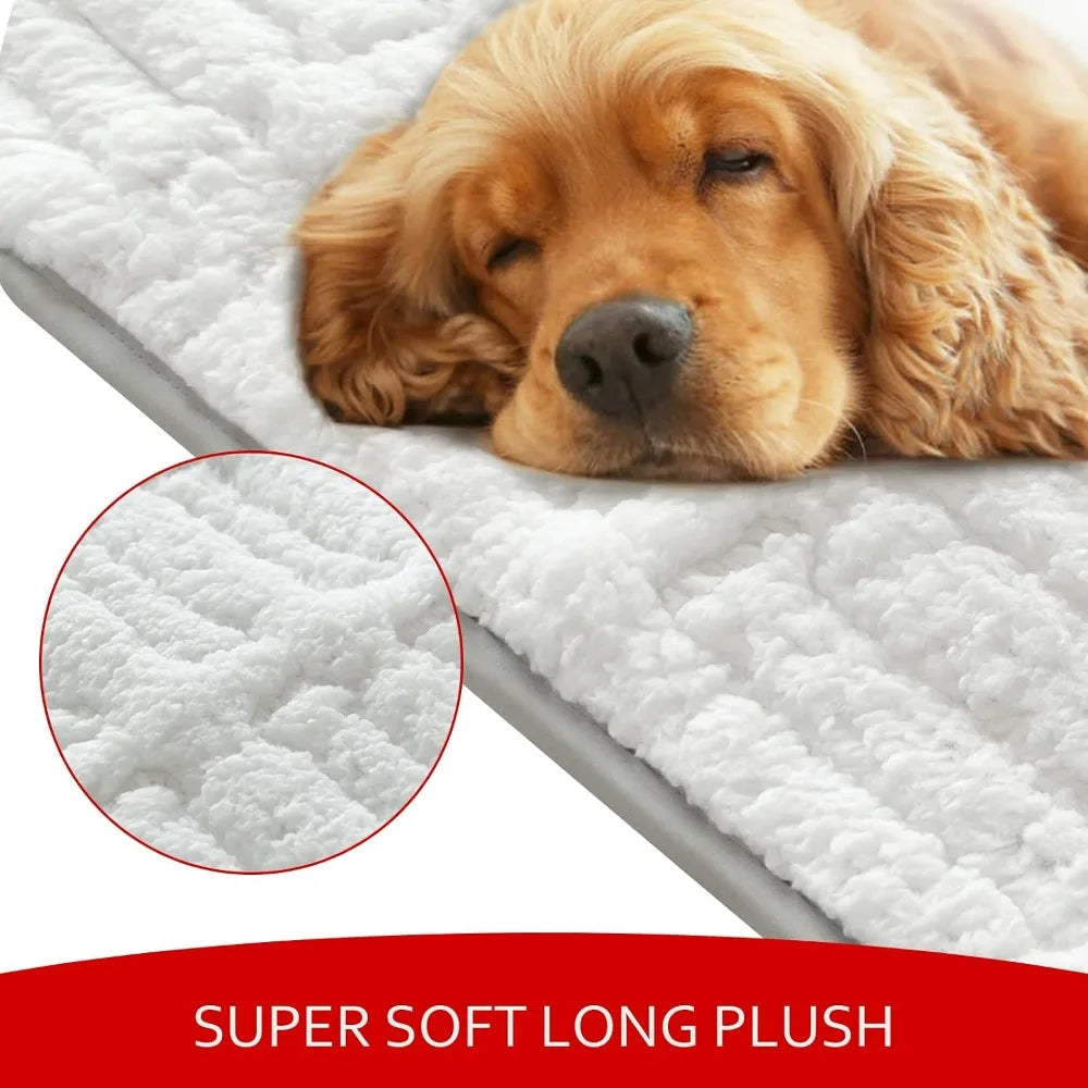 Small Dog Crate Mat, 24 x 18 Soft Plush Bed Pad, Machine Washable with Anti-Slip Bottom