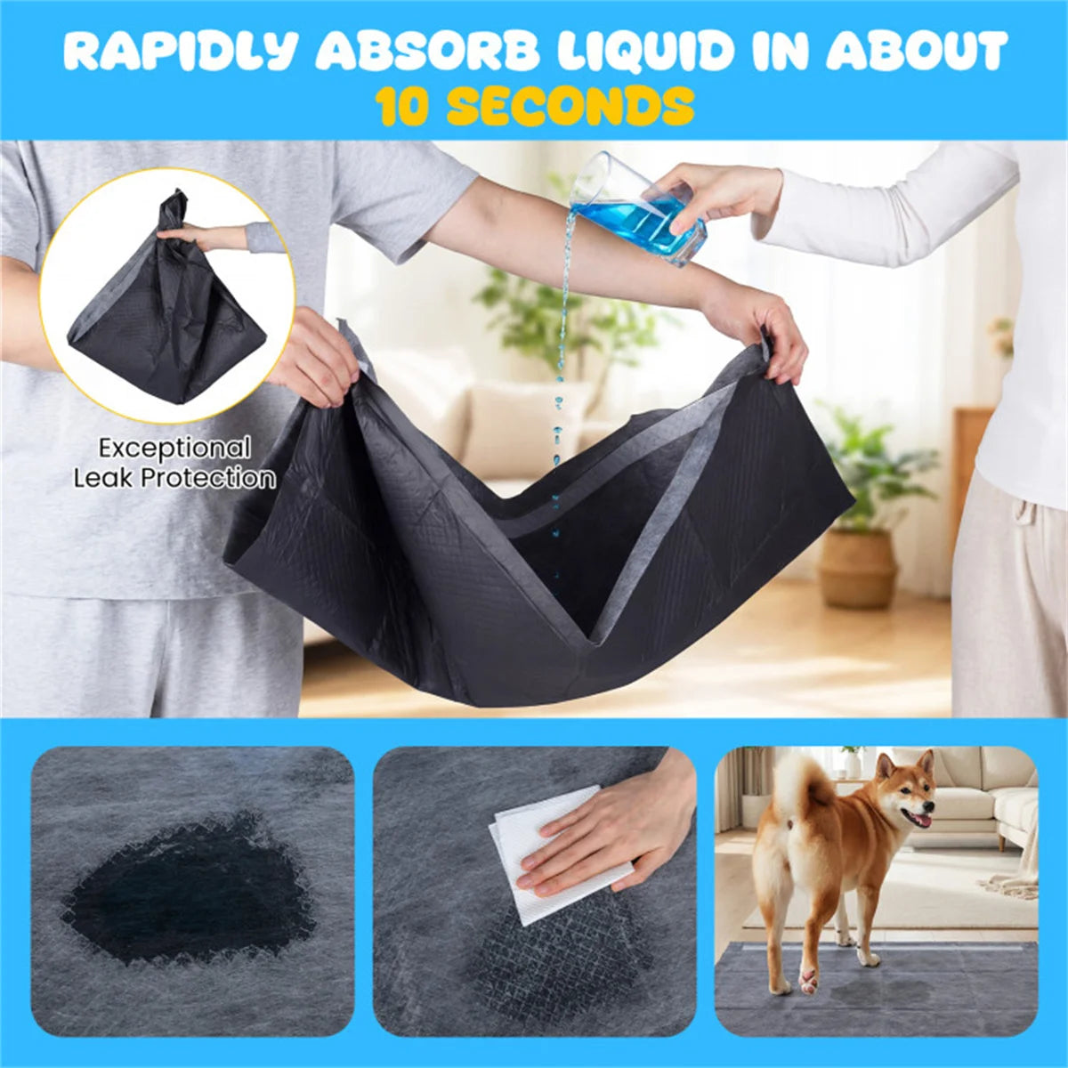150 Pcs Extra Large Pet Pads with 6-Layer Activated Carbon, Leakproof & Odor Control for Dog Potty