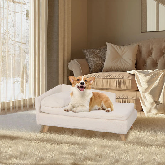 Elevated Pet Bed, Nordic Pet Stool Bed with Cozy Pad Waterproof, Pet Sofa Bed with Sturdy Wood Legs for Small Dog Kitten