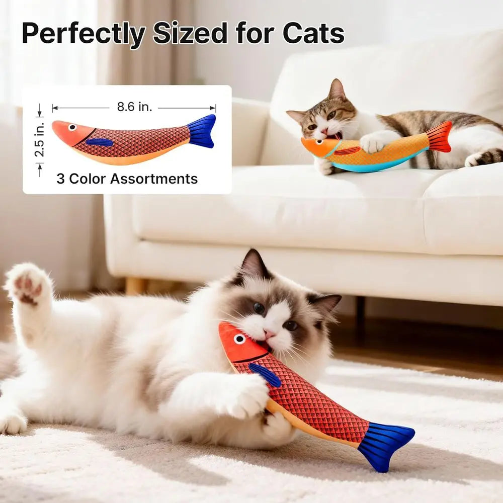 Cat Toys, 3 Pack, Catnip Crinkle Sound, Soft and Durable, Interactive Kitten Kicker or Indoor Kitty Exercise, 9.4 Inches