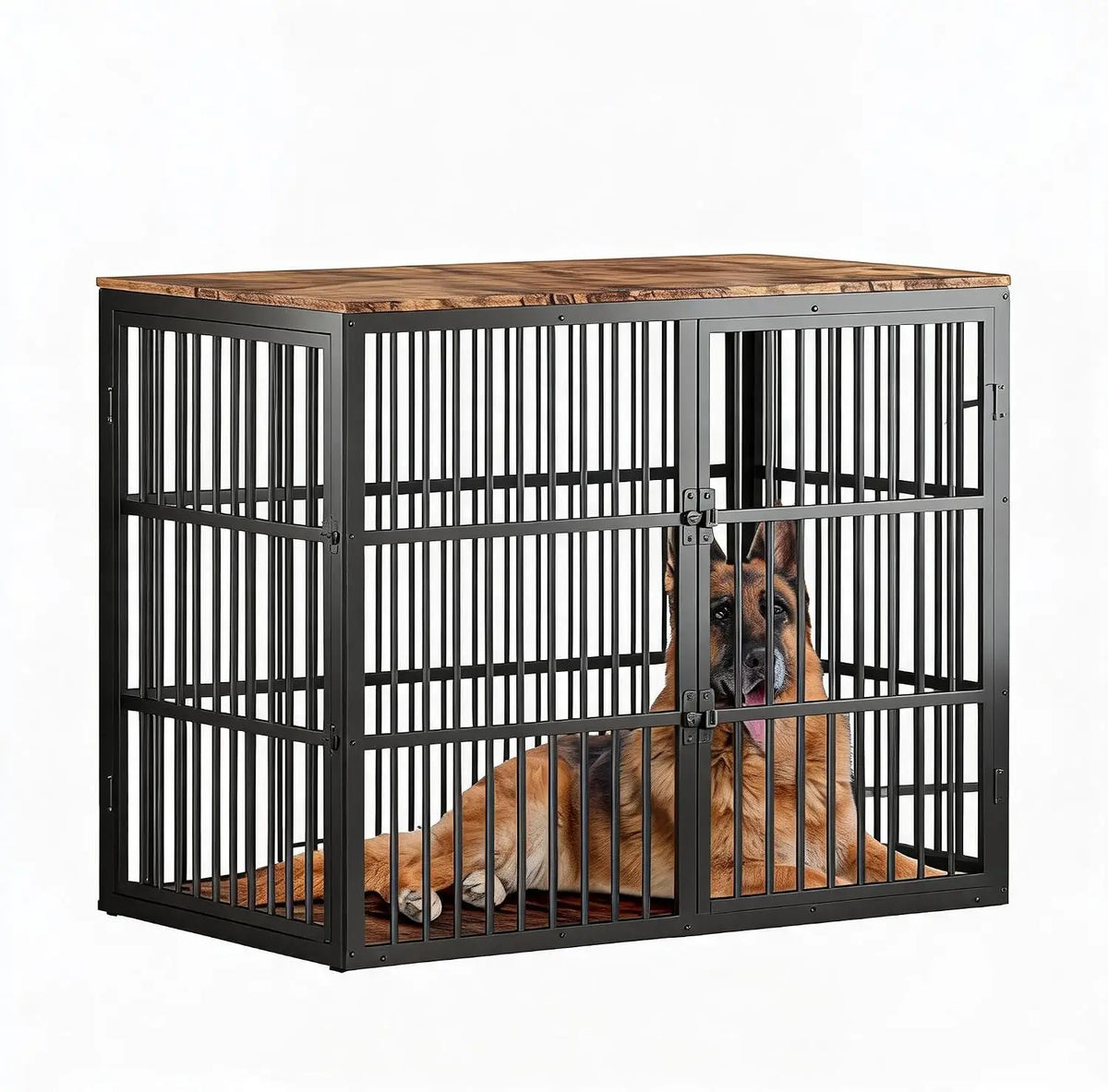 48-inch Heavy-Duty Dog Kennels 3 Lockable Doors Indoor Dog Kennel Wooden Dog Crate End Table Furniture Pet Cage for Medium/Large Dogs