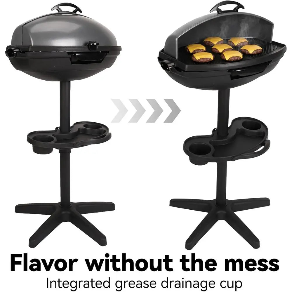 Portable Non-Stick Electric Grill for Indoor & Outdoor Use, 1500W with Smart Temp Control, Ideal for Balcony, Backyard, and Camping