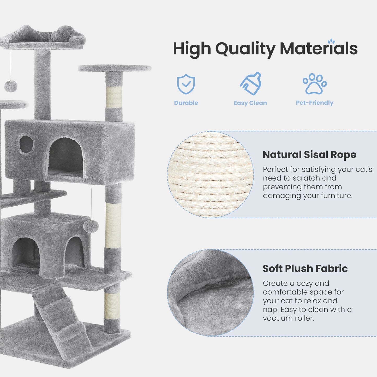 54" Indoor Cat Tree Tower Multi-Level with Sisal Scratching Post Round Platform Condo with Climbing Ladder Toys For Home