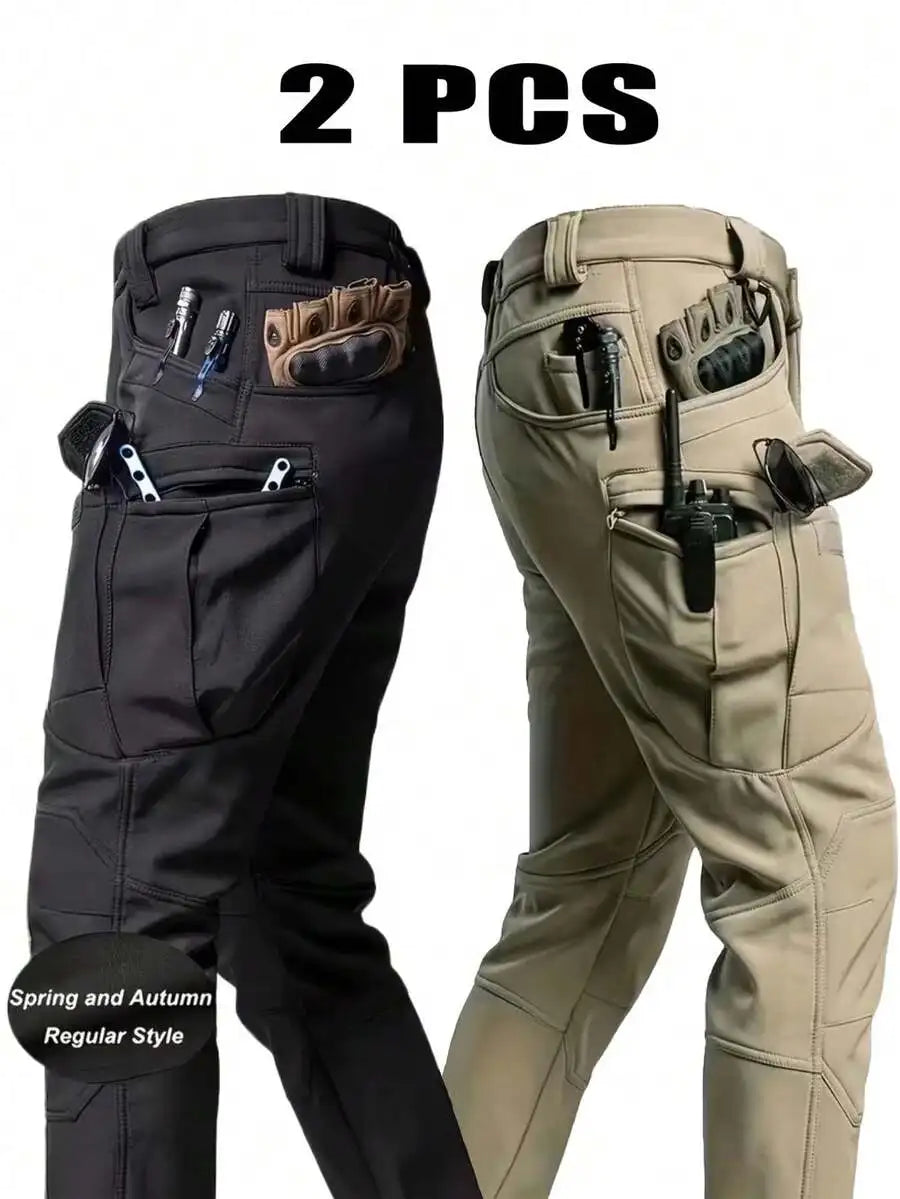 2-Pack Men’s Tactical Cargo Pants With 9 Utility Pockets For Hiking, Camping, Fishing And Outdoor Use