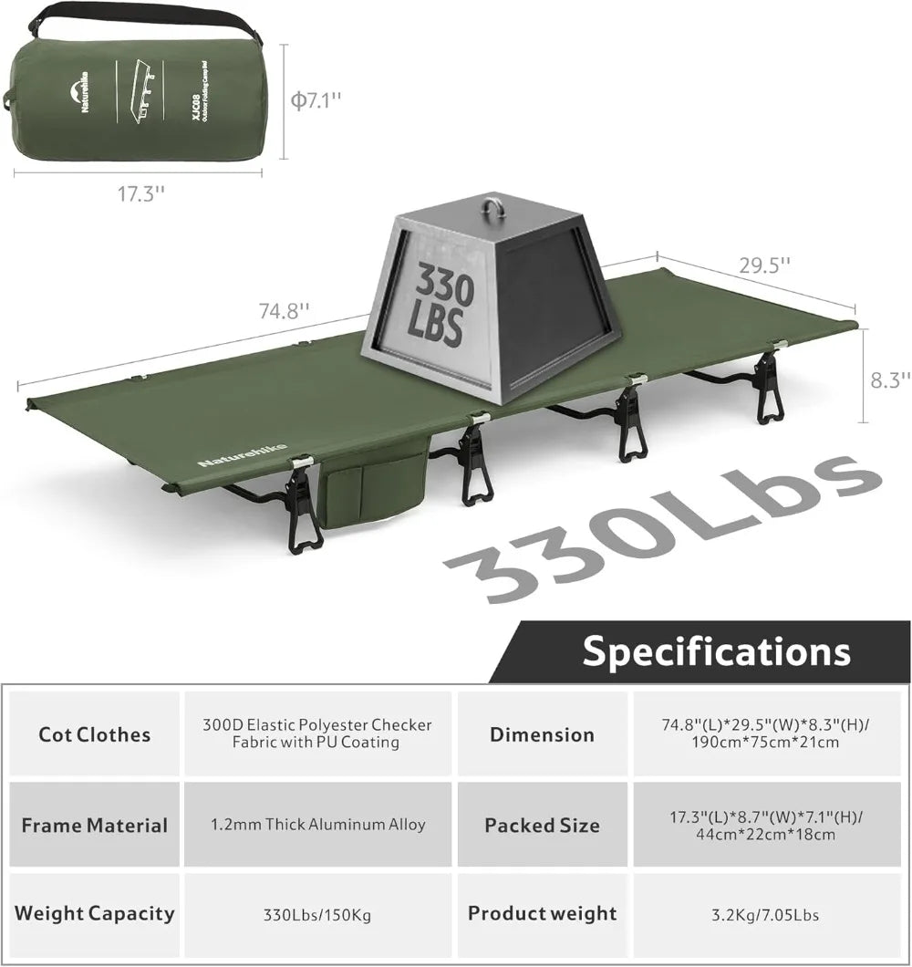 Extra Wide Camping Cot 29.5in, Folding Lightweight Bed for Adults, Portable Sleeping Cot for Outdoor Travel Backpacking