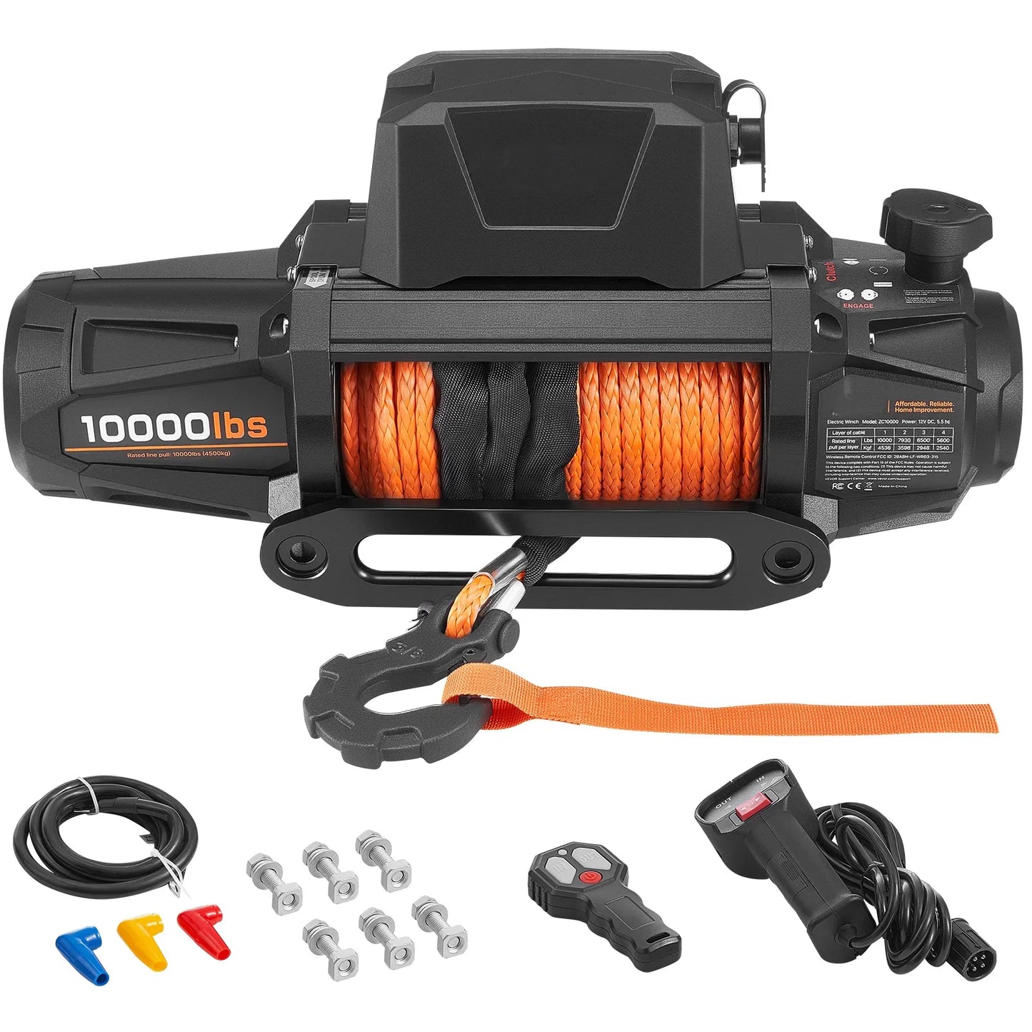10000/12000/13500 lbs Electric Winch 12V DC Truck Car Winch with 90 ft Synthetic Rope for Towing Off-Road SUV Jeep