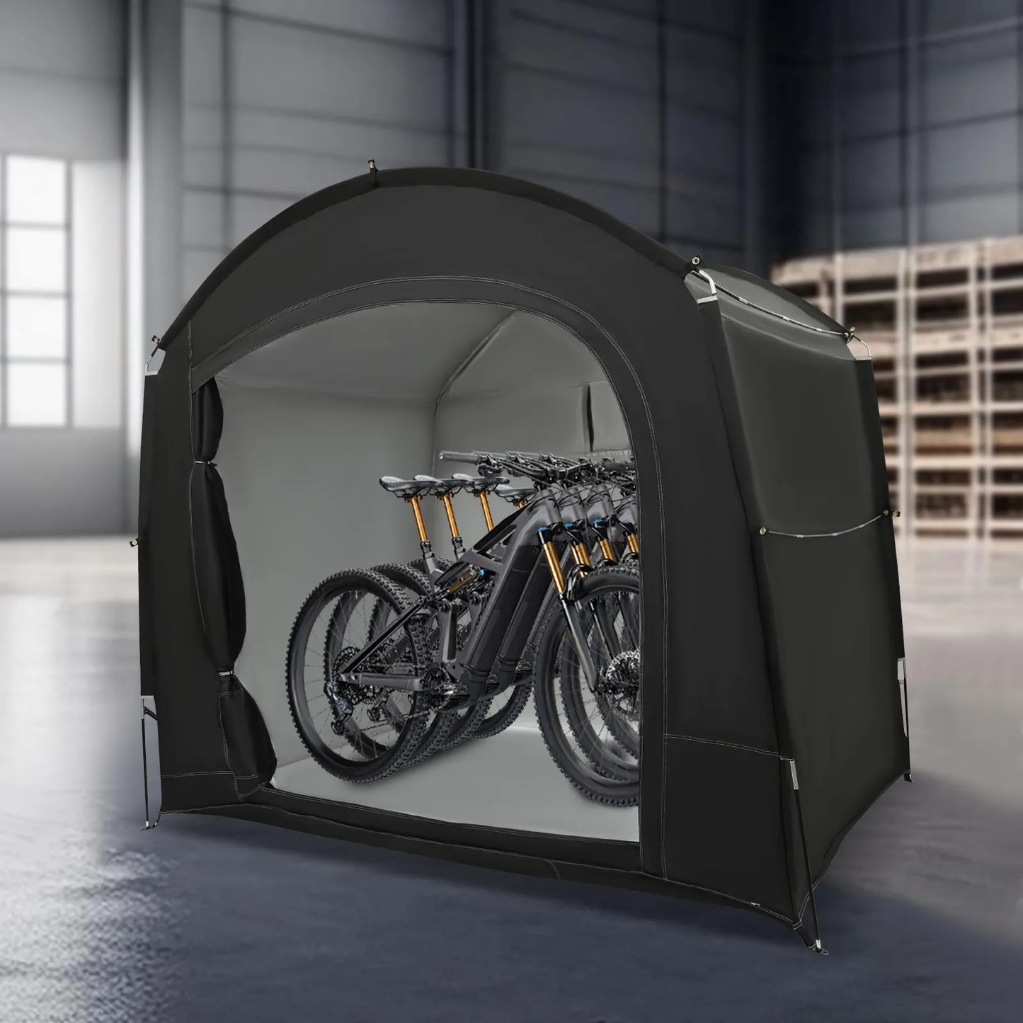 210D Oxford Cloth Bike Storage Tent Waterproof UV Protection Outdoor Bicycle Shelter for 3-4 Bikes Portable Storage Shed