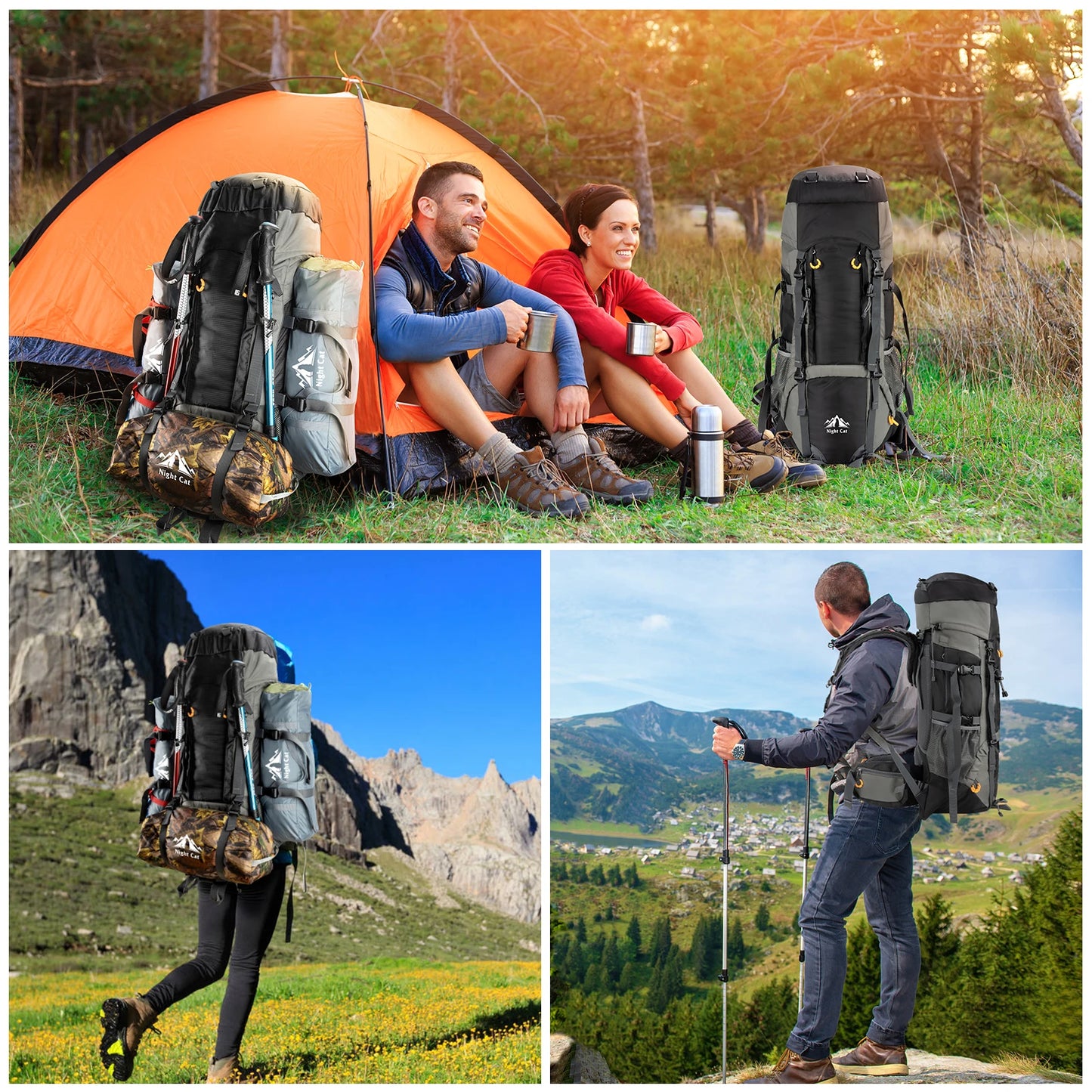 Camping Backpacks 70L 90L with Internal Frame Hiking Backpack for Men Women Waterproof Lightweight Breathable Outdoor Mountaineering Traveling