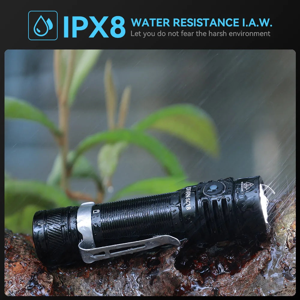 SC18 1800lm EDC Flashlight USB-C Rechargeable SST40 LED 18650 Torch TIR Optics Lens Lantern with Power Indicator