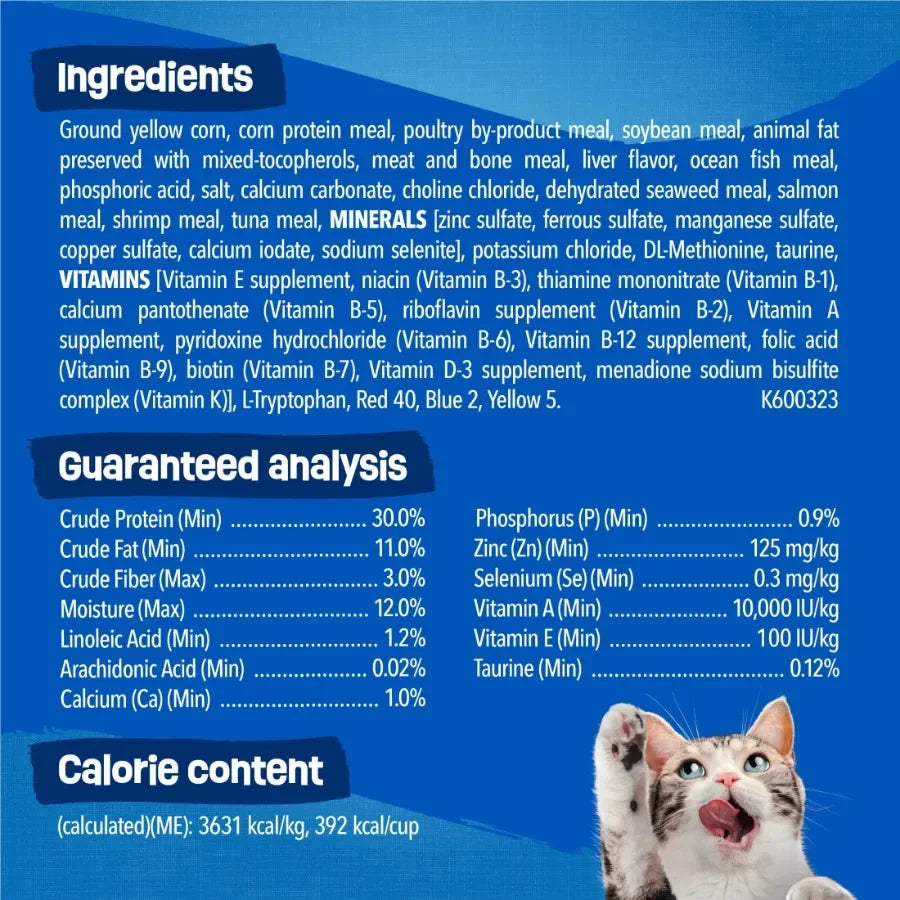 Dry Cat Food Seafood Sensations with Salmon, Tuna, and Shrimp Flavors, 16 lb Bag