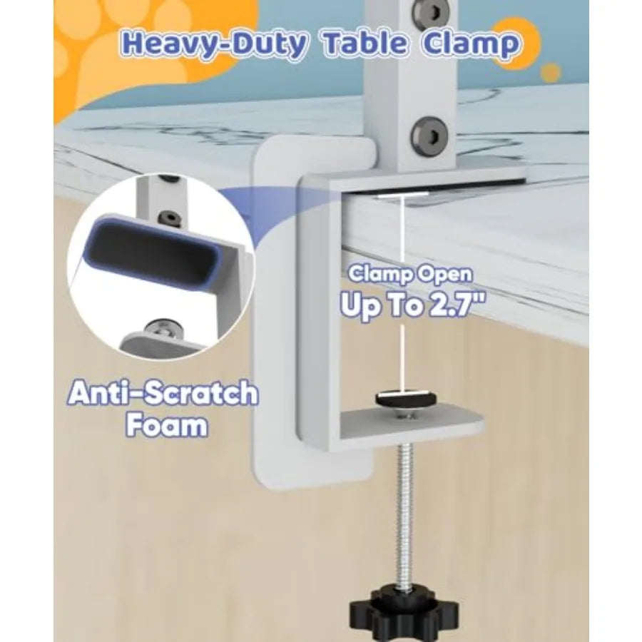 Dog Grooming Arm with Clamp for Large Dog Adjustable Height to 33" and Width to 43" Pet Grooming Table Arm with 2 Loop Noose
