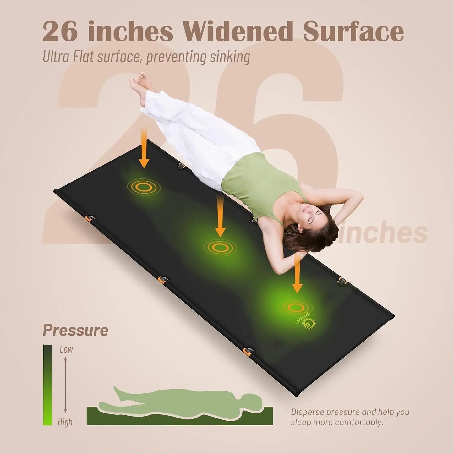 Foldable Camping Cot, Ultralight 4 lbs, Heavy Duty 264 lbs, Compact for Backpacking Hiking, with Storage Bag