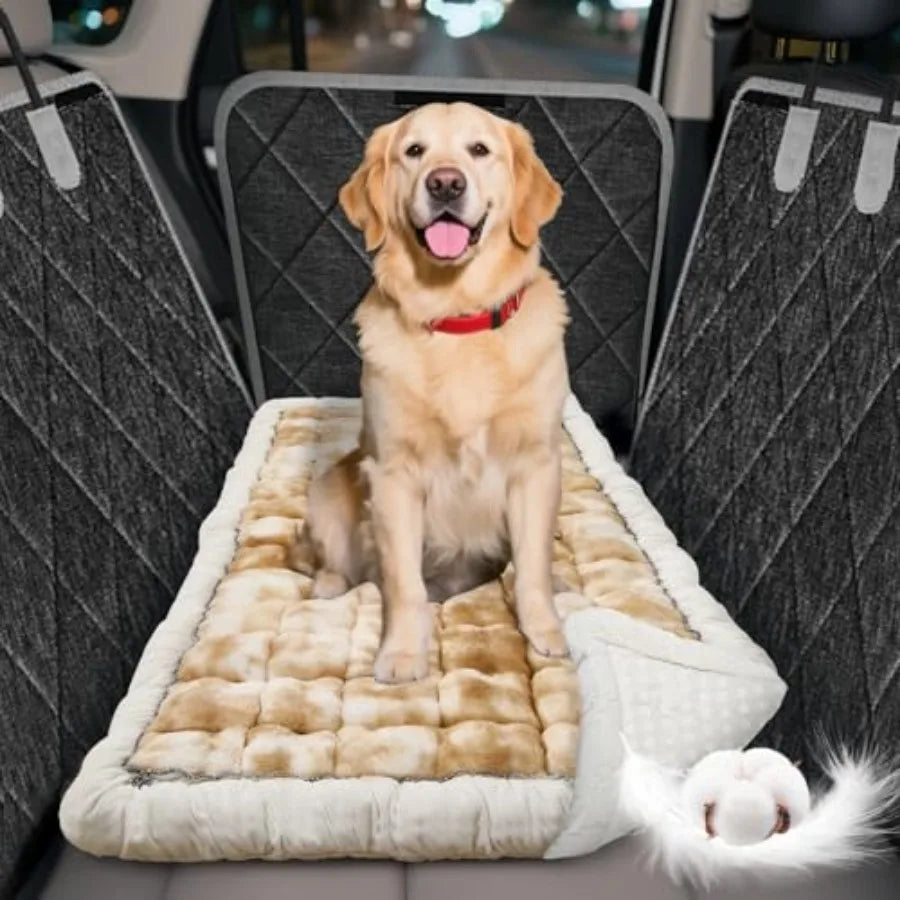 Dog Car Seat Cover 600D Heavy Duty Waterproof Pet Back Seat Extender with Hard Bottom Nonslip Scratch Proof Dog Hammock Machine