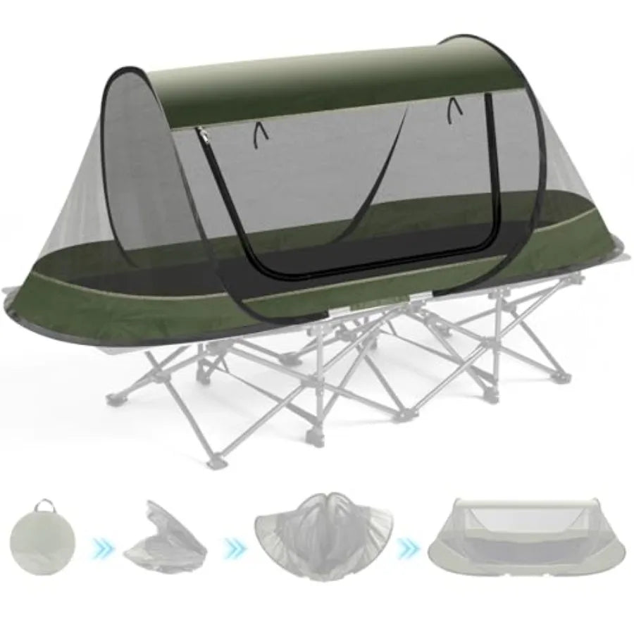 Pop-Up Mosquito Tent for Camping 1 Person Bug Net Cot Tent 3s Automatic Setup Screen Net for Adults and Fits with Camping Cot