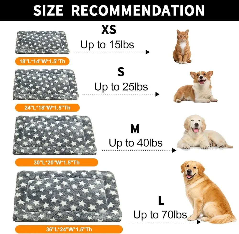 4 Piece Washable Dog Bed Mat with Anti-Slip Bottom, Deluxe Plush Memory Foam Crate Pad, Waterproof Outdoor Kennel Mat for Dogs & Cats, Large, Medium, Small Puppy Size 30" x 20"