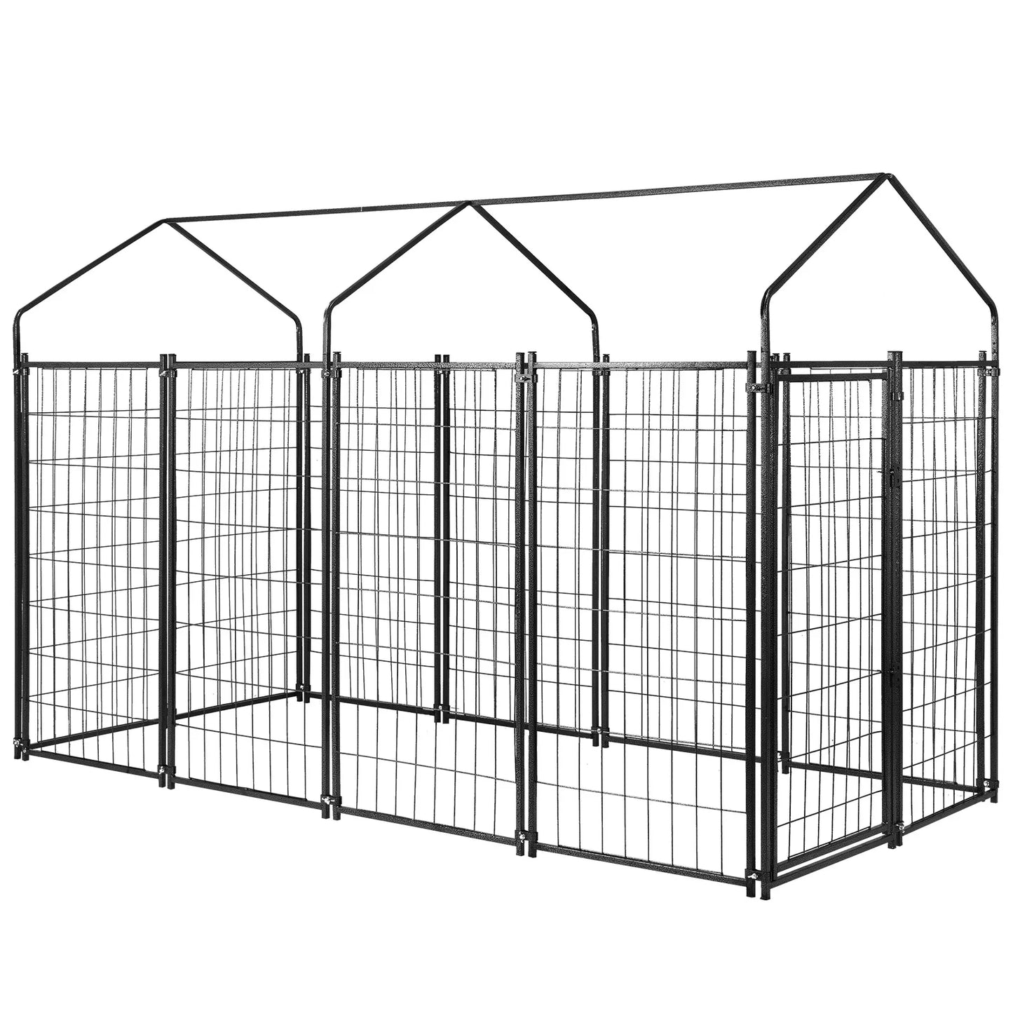 Outdoor Secure Wire Crate Kennel Steel Material Outdoor Dogs Welded Wire Kennels Waterproof Tarpaulin for Medium Small Dogs