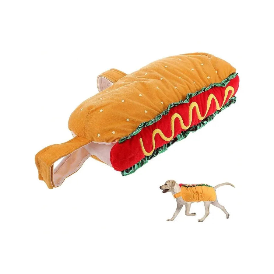 【New style】Funny Hot Dog Design Pet Costumes - Halloween Pet Apparel Warm Hoodie For Dogs And Cats, Pet Cosplay Outfit Uniform