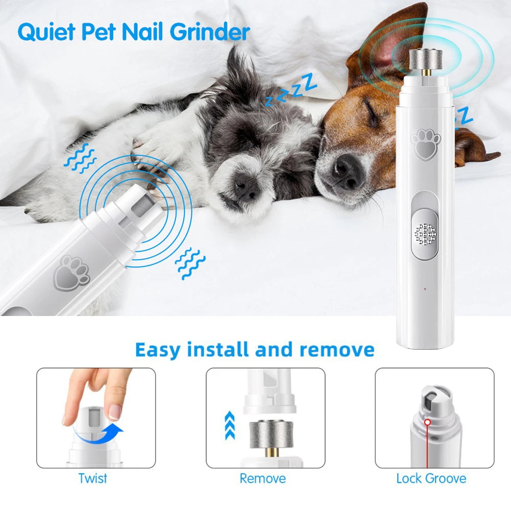 Electric Pet Nail Clipper with Polisher Wheel LED Light Pet Nail Trimmers 500 mAh 2-Speed Paws Nail Cutter for Pet Paws Grooming