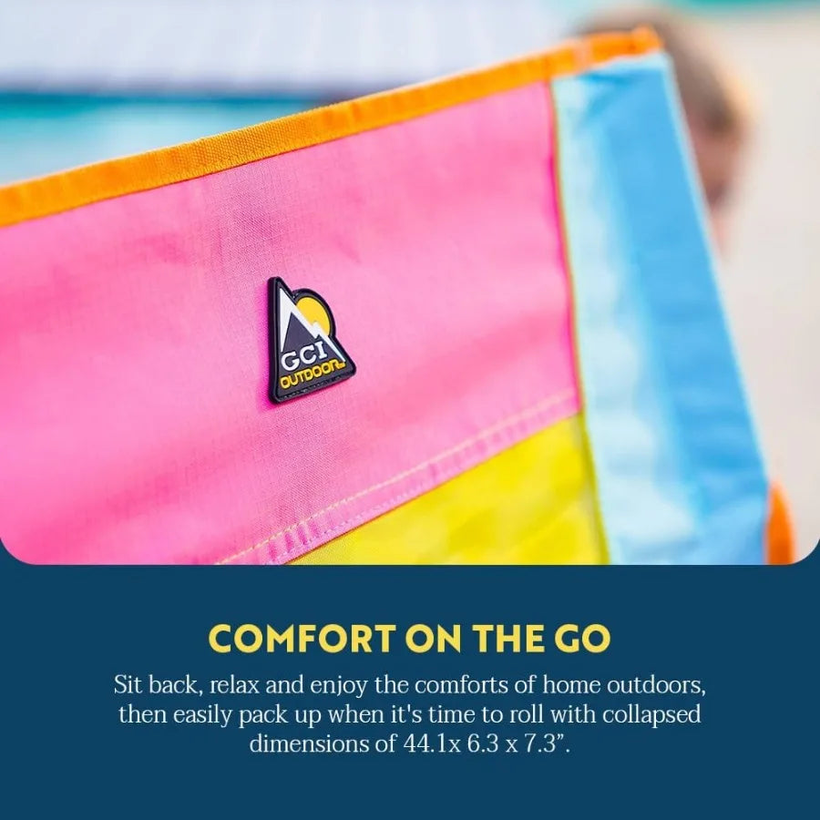 Comfort Pro Rocker Camping Chair for Outdoor Adventures: Portable Folding Rocking Chair with Durable Armrests and Built-in Drink Holder
