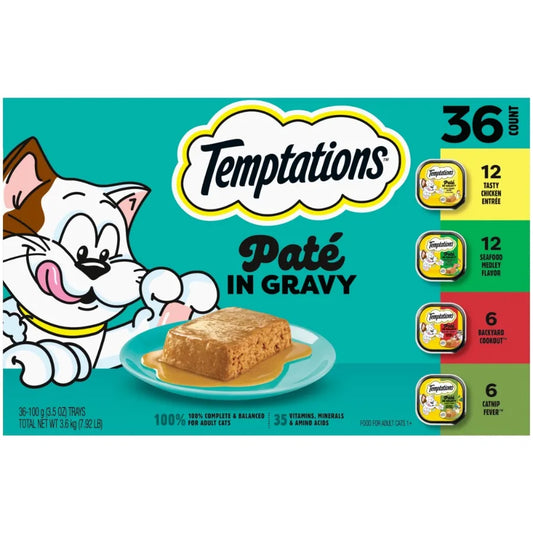 Pate In Gravy Variety Pack Adult Wet Cat Food, 3.5 Oz Trays, Pack Of 36
