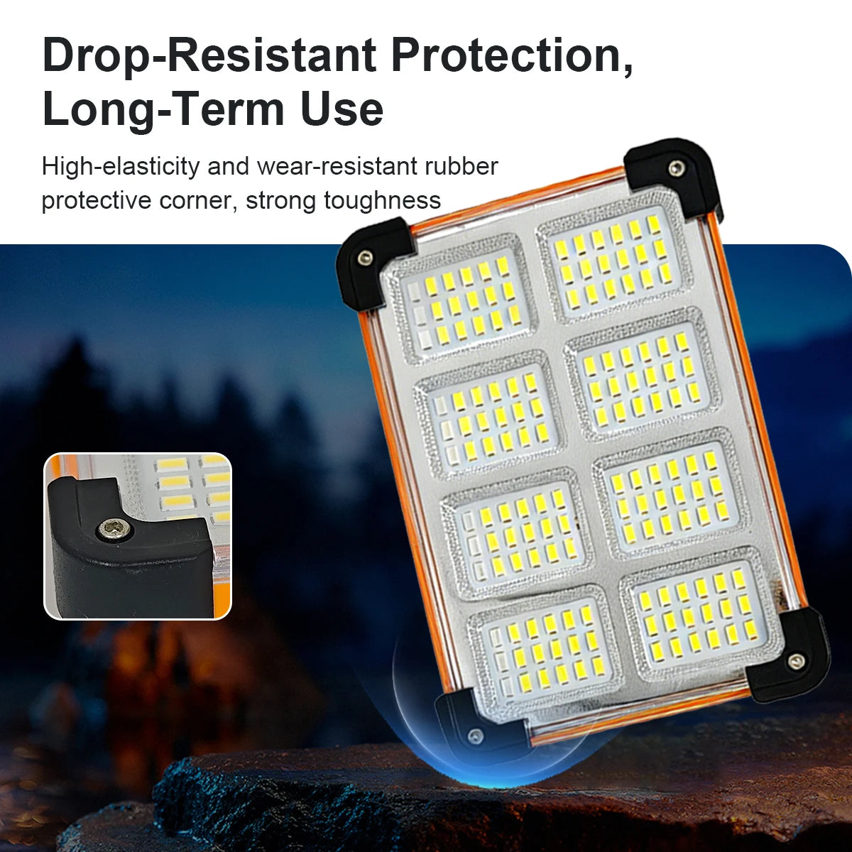 2 Pack/1Pack Rechargeable LED Solar Work Light, Portable Floodlight with 3600mAh Battery, Ideal for Camping, Emergency Power
