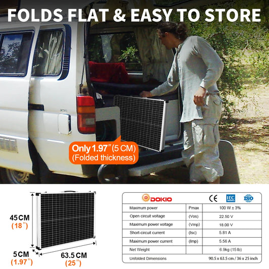 100W/160W/200W Foldable Glass Solar Panel Kit with 12V Controller, Cable Set, for RV/Home/Backup Power