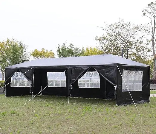 10 * 30 FT Party Tent with 8 Removable Sidewalls and 2 Doors, Outdoor Gazebo Wedding Patio Camping Carport Canopy Shade Canopy