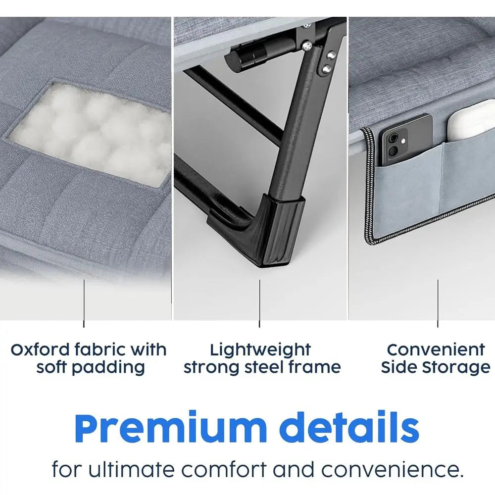 Heavy-Duty Portable Camping Cot with Mattress, 450 lbs Capacity, Adjustable for Indoor or Outdoor Use (70 L)