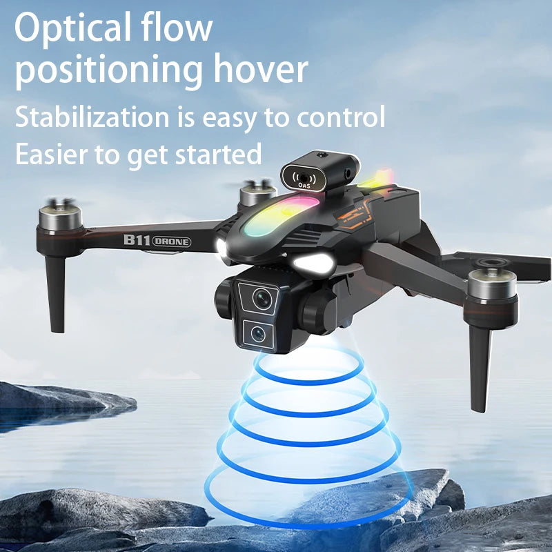 2026 B11 Pro WiFi FPV Drone - Dual 4K/1080P Camera, Wide-Angle HD, Altitude Hold, Foldable Quadcopter RC Helicopter Toy