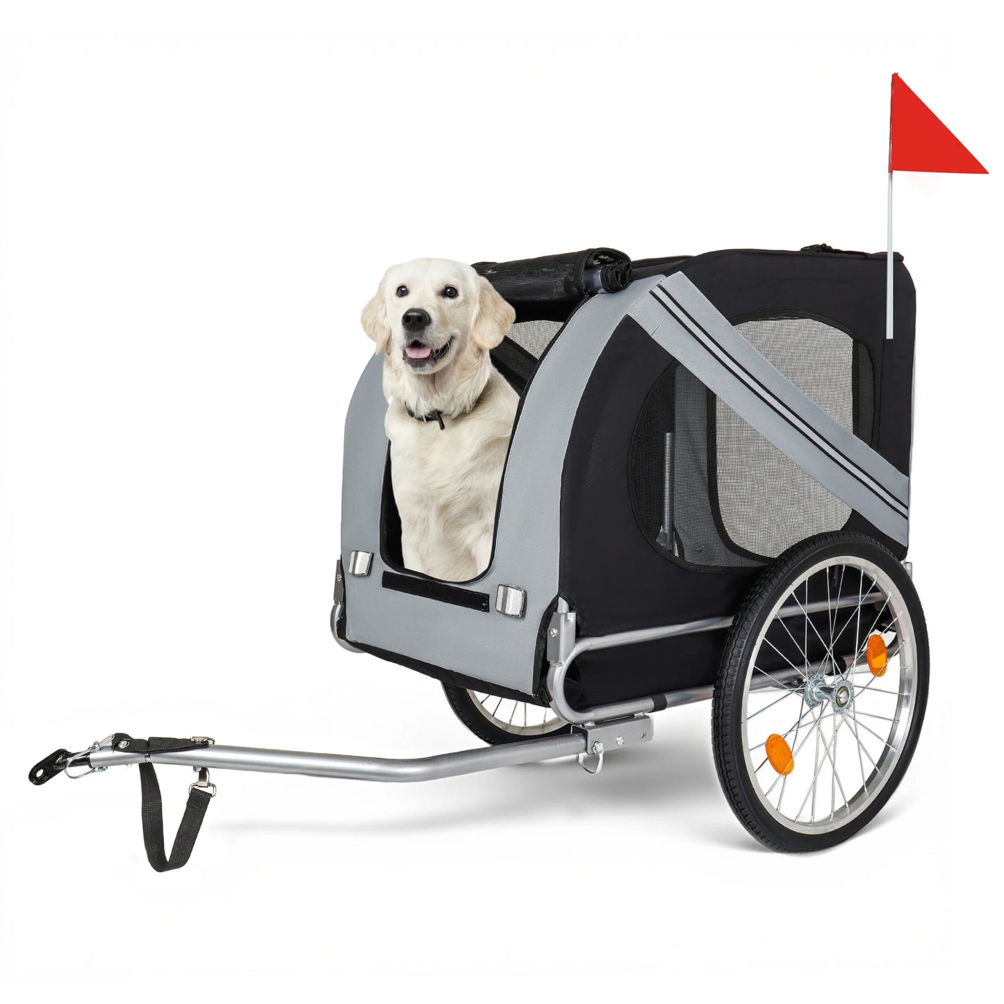 2-in-1 Bike Trailer & Push Cart for Pets - All-Terrain Pet Carrier & Durable Steel Frame, 66LB Capacity for Cycling, Camping