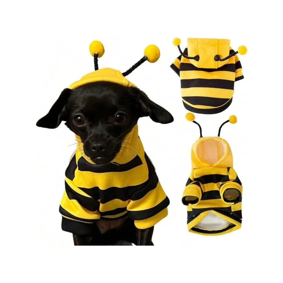 【New style】Dog Bee Costume Outfit Hoodie Cat Clothes Funny Pet Hooded Coat For Small Medium Dogs Puppy Chihuahua Yorkie Halloween