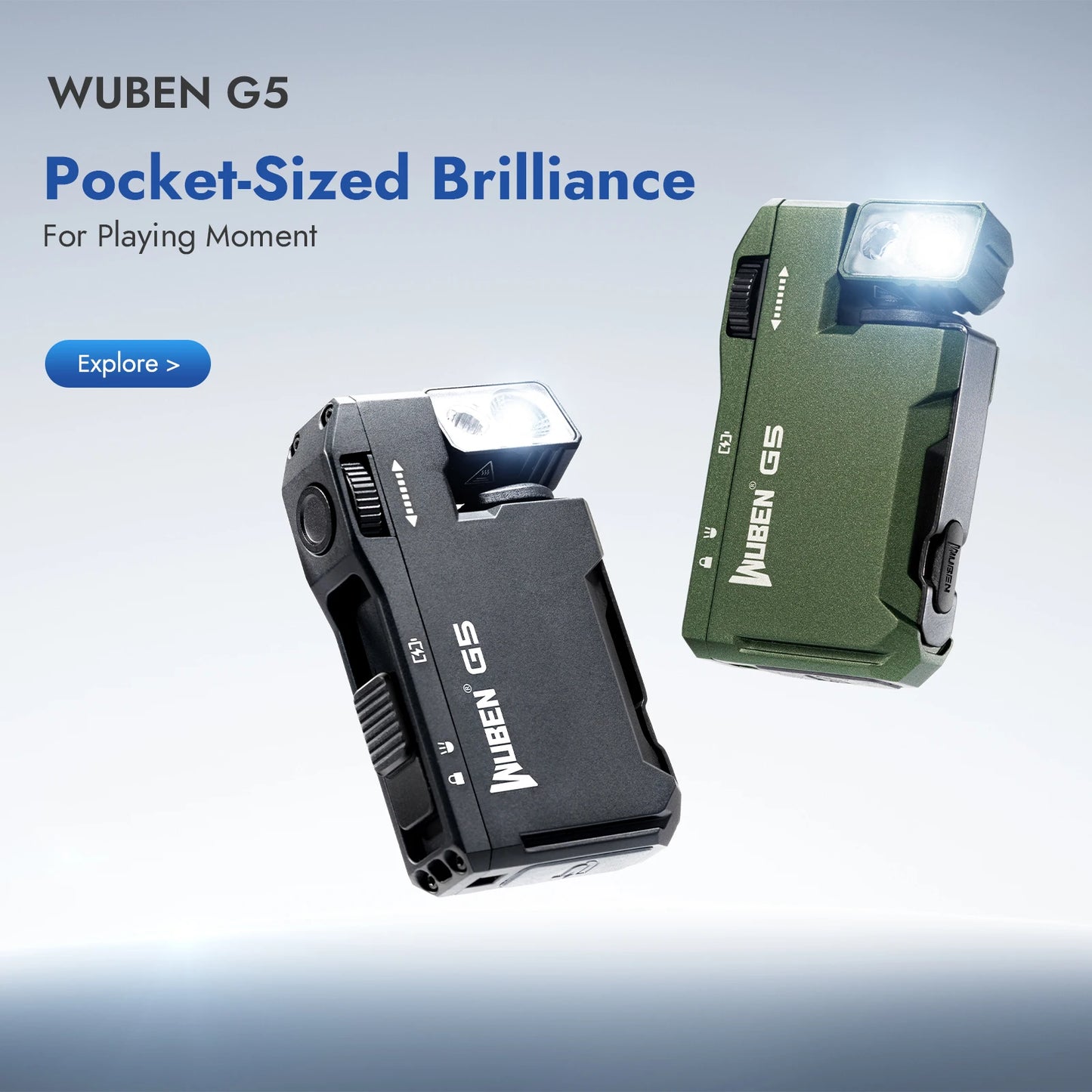 Multi-Color Magnetic EDC G5 Flashlight 400 Lumen USB-C Rechargeable Keychain Hands-Free for Camping, Car Repair, Home Use
